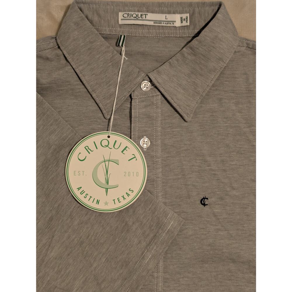 Criquet Men’s Players Polo Shirt Gray Heathered Large Organic Cotton Golf NWT